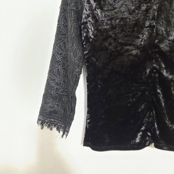 Anthropologie black velvet and lace top - Picture 5 of 10